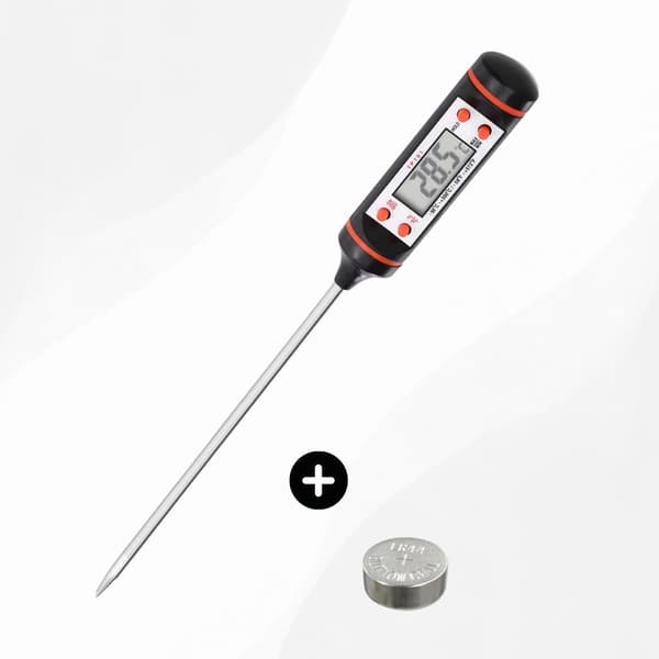 ING Termometer - Kjøkkentermometer - Rustfritt stål - Svart - Rød