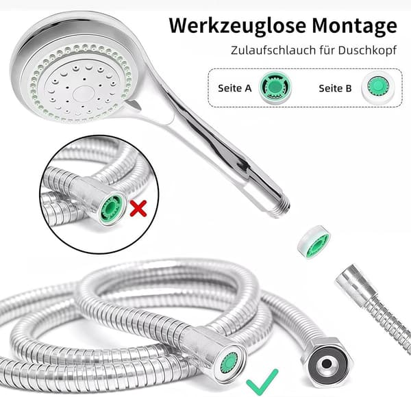 Dusjstrømbegrenser, 9-delt sett, G1/2-kobling, 4-12 liter per minutt