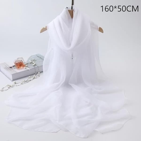 Chiffon kveldssjal, 2-delt sett, 200×70cm, svart/hvitt