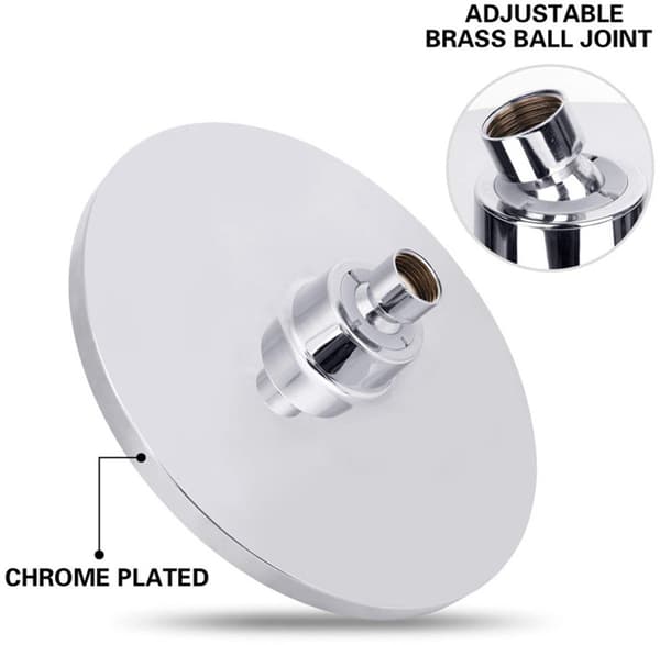 ING Regndusjhode - overliggende dusjhode - 20 cm diameter - regndusjhode - rundt dusjhode - rustfritt stål - vannbesparende dusjhode