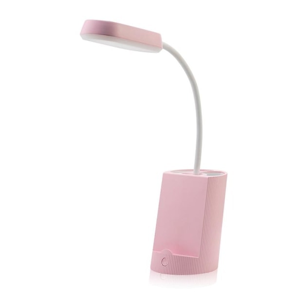 Pink bordlampe til børn, dæmpbar Touch LED bordlampe 3 lysstyrke niveauer Genopladelig Dyre bordlampe trådløs, penneholder og stativ Elik