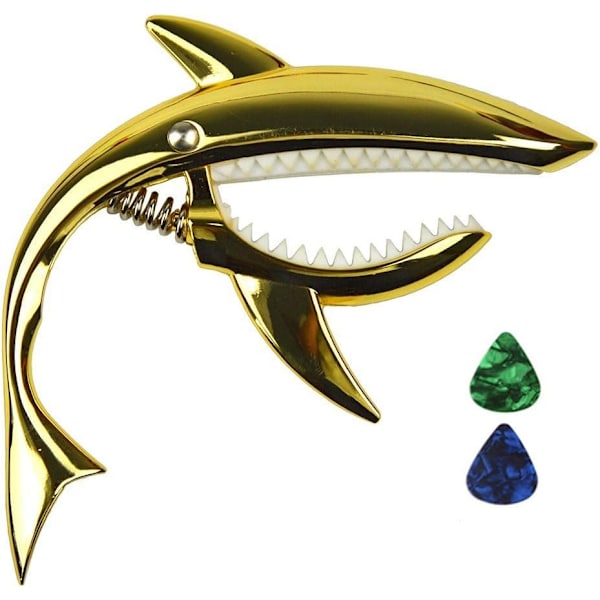 Zinklegering Gitarr Capo Shark Capo för Akustisk och Elektrisk Gitarr med Bra Grepp, Ingen Strängvibration och Hållbar (Guld)