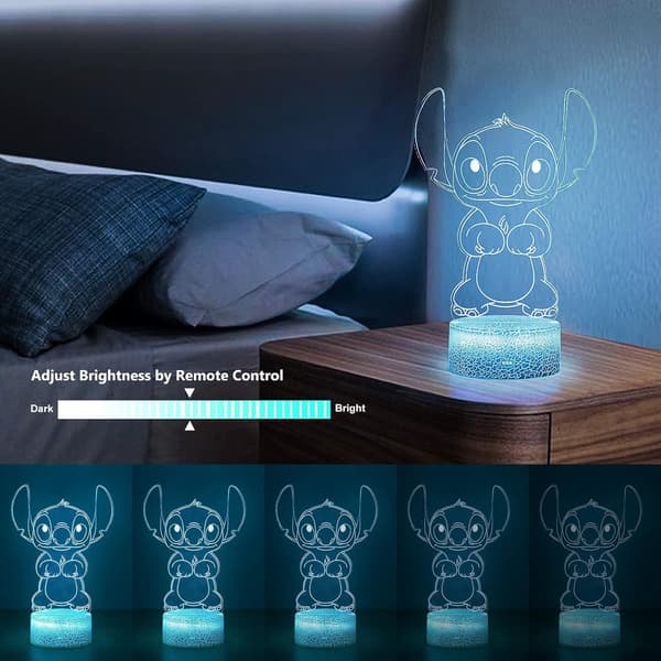 Stitch Lamper - 3D LED Stitch Lamper, 16 Farver, Perfekt til Børneværelser og Fester