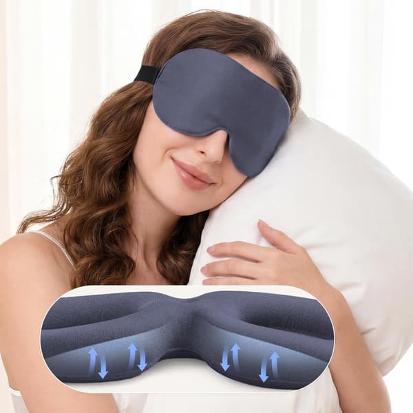 3D sovemaske for sidesovere, pustende og trykkfri, unisex, grå.