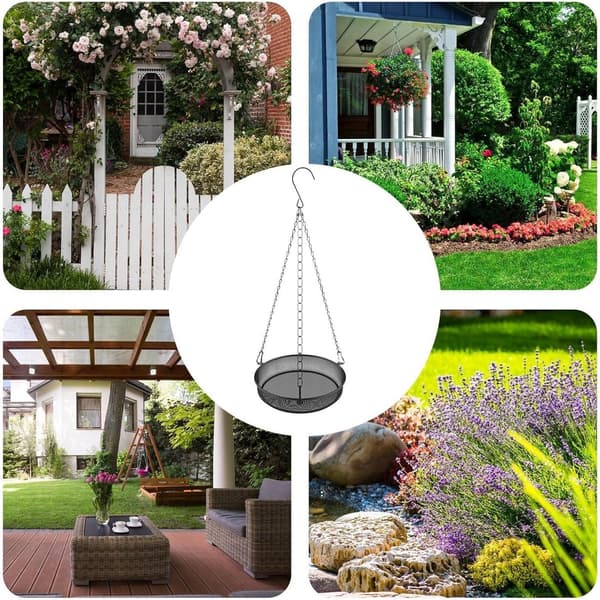 Fuglefoderbræt - Havefoderhus - Fodring af fugle - Fint metalnet - 19.99 x 19 x 3.99 cm - Sort