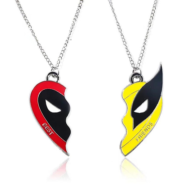 Deadpool & Wolverine Best Friends Pendant BFF Half Heart Necklace Jewelry Gifts for Men and Women