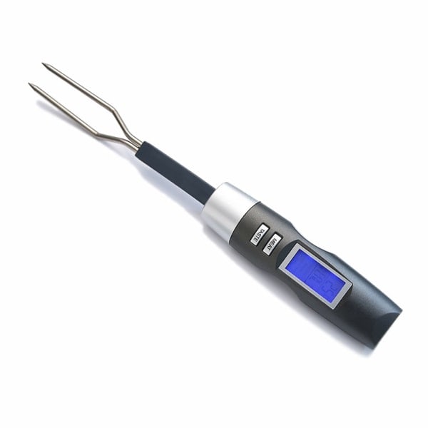 Matlagningstermometer, Kökstermometer, Kötttermometer, Grillgaffeltermometer med lång sond i rostfritt stål, för mat, grill, soppa, mjölk