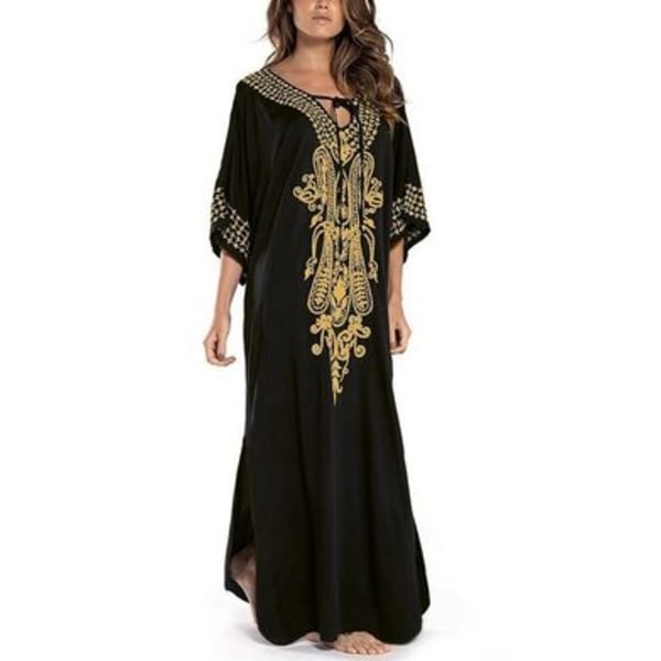 Kvinners Strandkjole i Bomull, Maxi, Elegant, Boho, Lang Dekke