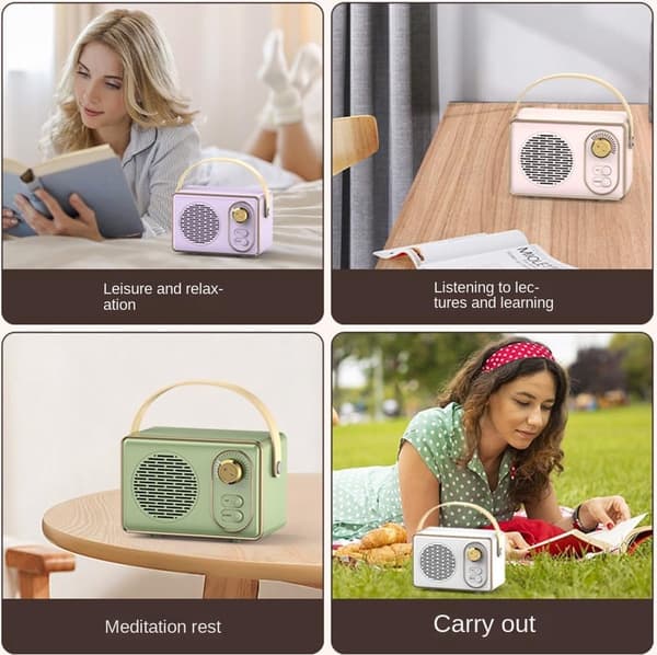 Korkealaatuinen Retro Bluetooth -kaiutin, Bluetooth-kaiutin, erittäin pitkällä akunkestolla, vaaleanpunainen