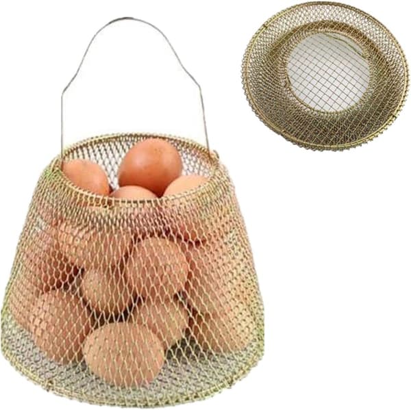 Farget sammenleggbar metall eggkurv, rommer 25 egg, for oppheng og innsamling av gårds egg.