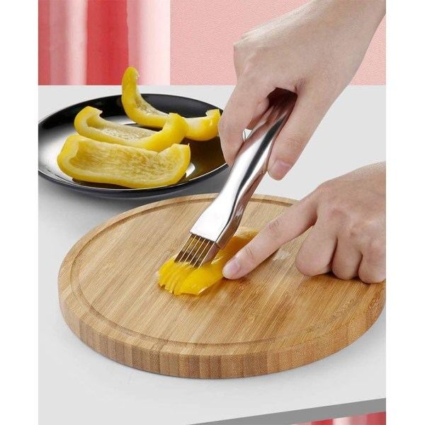 1 rostfri grönsakshackare, lök och vitlök, hushållsverktyg