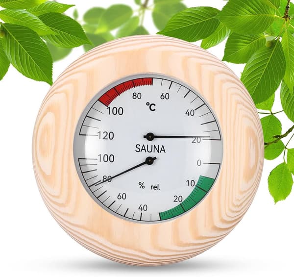 ING Bastu Termometer Hygrometer, 2-i-1 Trä Bastu Termo-Hygrometer, Digitala Bastu Mätinstrument