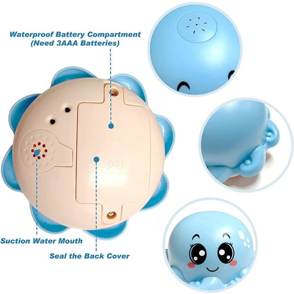 Vauvan vesilelu, Octopus-suihkuinduktio kelluva kylpyamme lelu valolla, uima-allas kylpyamme lelu 1-vuotiaille vauvoille lapsille taaperoille juhla-lahja