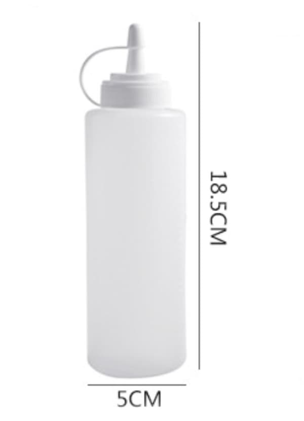 Klämflaskor, 200 ml, 4-delat set, läckagesäker pipkork, sås/smet garnering, vit.