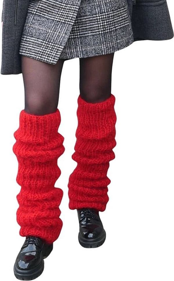 Benwarmere - Røde benvarmere - 60cm - Varme - Grovstrikket - One size - Polyester