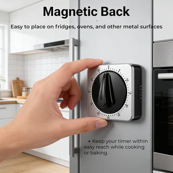 Kjøkkentimer - Magnetisk Kjøkkentimer - Analog - Matlagingstimer - Eggtimer - Hendig Dreieknapp