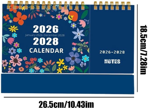 2026-2028 Månedlig Planlegger - Treårskalender - Langsiktig Planlegging - Kunstnerisk Gradient - 26.5x18.5 cm - Blå
