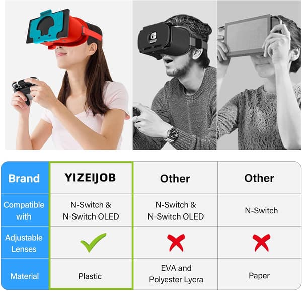 VR-headset - Designet for Nintendo Switch LCD/OLED, VR-briller med Ad