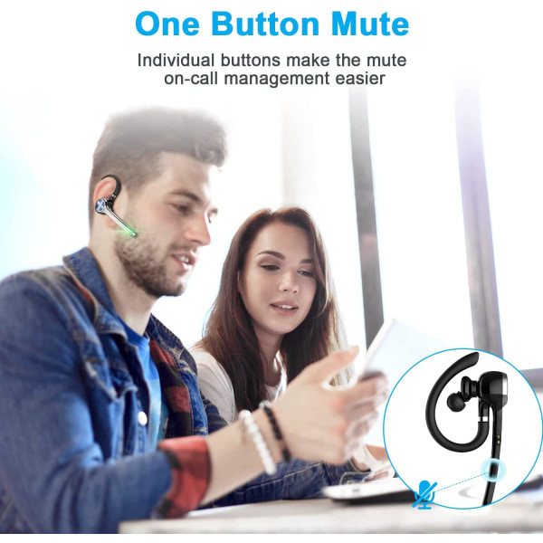 Bluetooth-hörlurar, Trådlösa Bluetooth-hörlurar med 500 mAh laddningsfodral, 72 timmars samtalstid Inbyggd mikrofon för iOS Android-telefoner, V5.1...