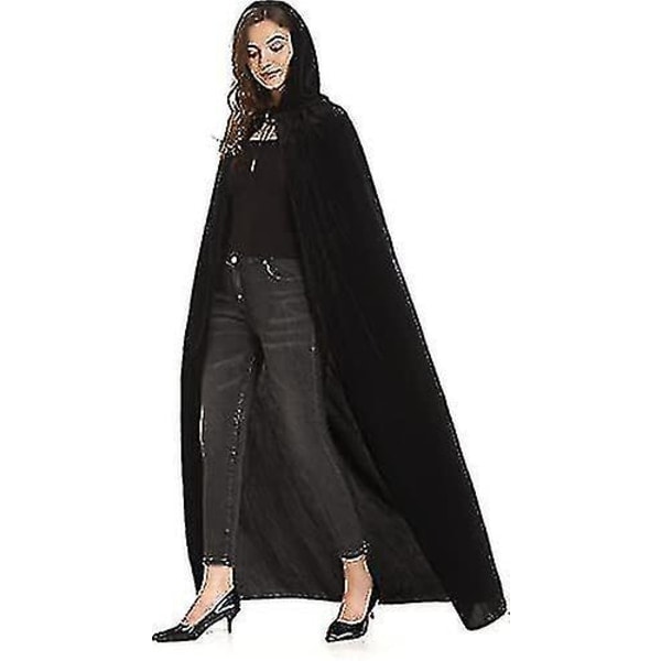 Fløjlskappe med hætte Unisex Halloween Kappe Djævel Troldmand Halloween Jul A130cmblack