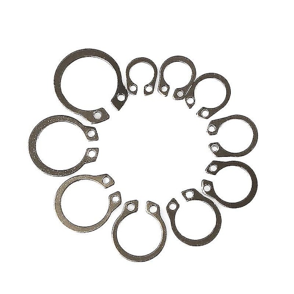 100 st Circlipsats Yttre/Inre Hållande E-typ Cir Clip Lås Snap Ring Set Hål Axelkrage Brickor Rostfritt Stål