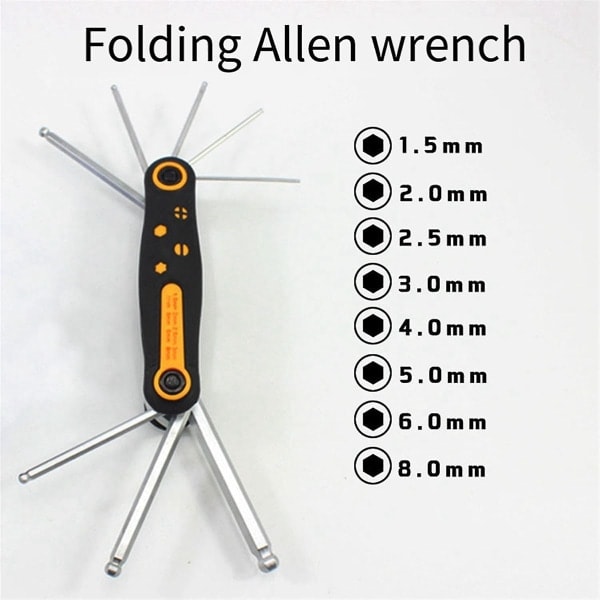 Folding Hex Nøkkelsett Utvidet Kulehode Hex Skrutrekker Hex Nøkkel Jernvare Tilbehør ([HK])