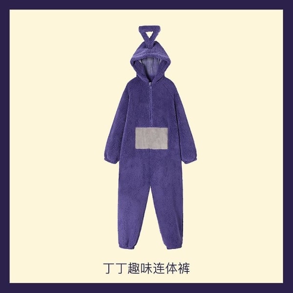 2024--Adult Teletubbies Costume Funny TinkyWinkyOnesiesPoLalaDipsy Cosplay Pajamas Pajamas Halloween Christmas Pajamas Jumpsuit D