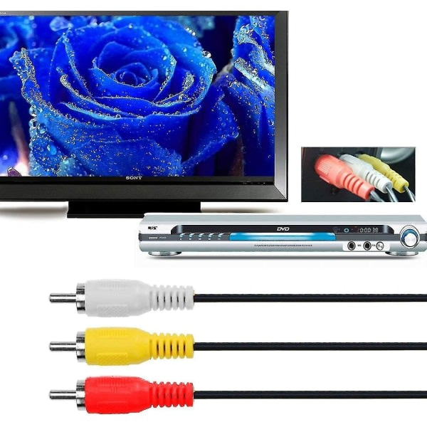HDMI-RCA TV-kaapeli HDMI-uros 3 RCA-uros AV-kaapeli Video Audio Komponentti Muunninsovitin 1080p Kaapeli HDTV:lle Musta 5ft/1.5m