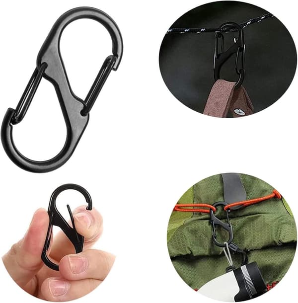 ING 12-pack Dubbel Öppning Karbinhake Nyckelring - S-formad Karbinhake - Nyckelring - Mini Karbinhake