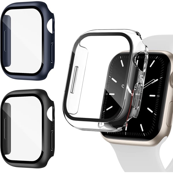 3-pack kompatibel med Apple Watch Series 8/10 skärmskydd svart+klar+blå 41mm