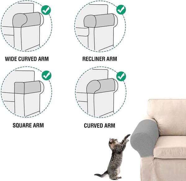 Elastiskt överdrag till fåtölj, svart jacquard, tvättbart, armstödsskydd till soffa