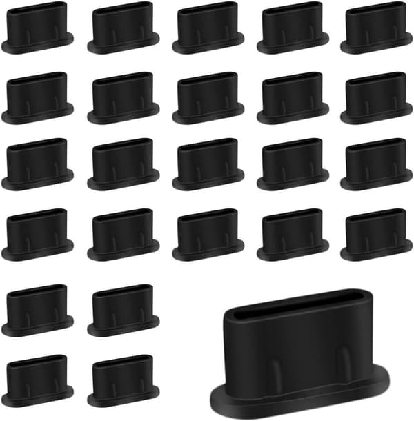 50-pack Typ-C dammtätt plugg - skydd för strömport (svart)