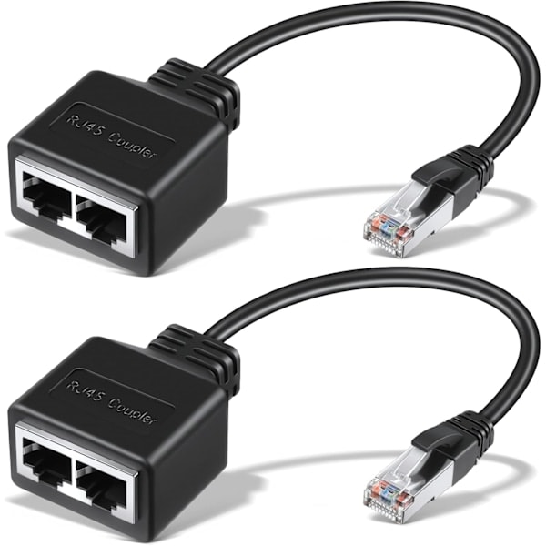 2-pak RJ45 Ethernet-kabel Netværksadapter Ethernet-splitter Ethernet-forlængeradapter Dobbelt netværkssplitter Kompatibel med Cat5 Cat5e