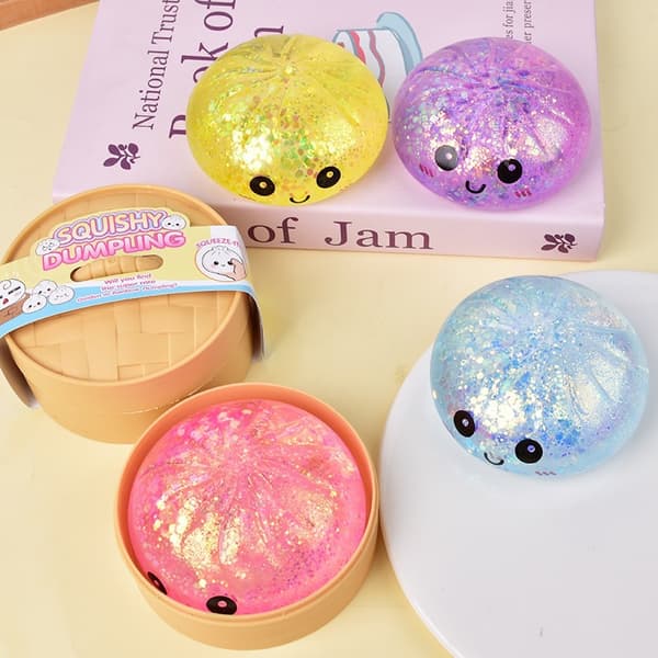 12 stk. Glitter Dumpling Squishy, 2026 Opgraderet Mini Squishy Dumpling Legetøj, Søde Stressbolde Fidget Sensorisk Legetøj.