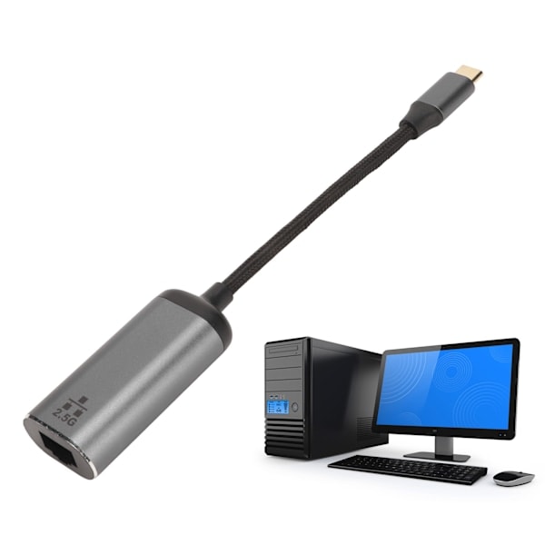 USB-C - Ethernet-sovitin, nopea liitä ja käytä, USB Type-C - RJ45 2,5G Gigabit Ethernet LAN -verkkosovitin