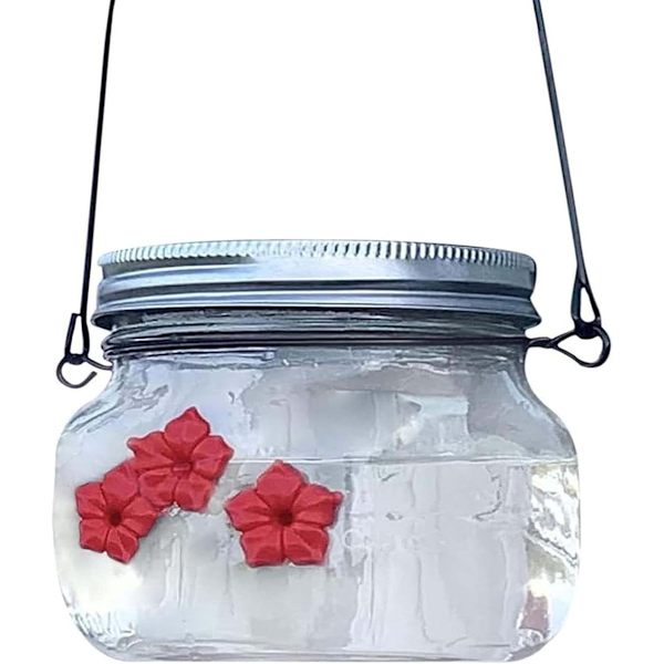 Automatisk Fuglebur Foderautomat Transparent Kolibrifoderautomat Hængende Plastik Fuglefoderautomat med 4 Silikone Blomster Foderportioner til Have og Terrasse