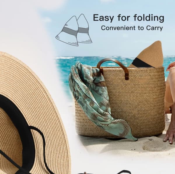 Dame strandhatt – Solhatt – Lue – Hodeomkrets 57 cm – Akryl – Khaki
