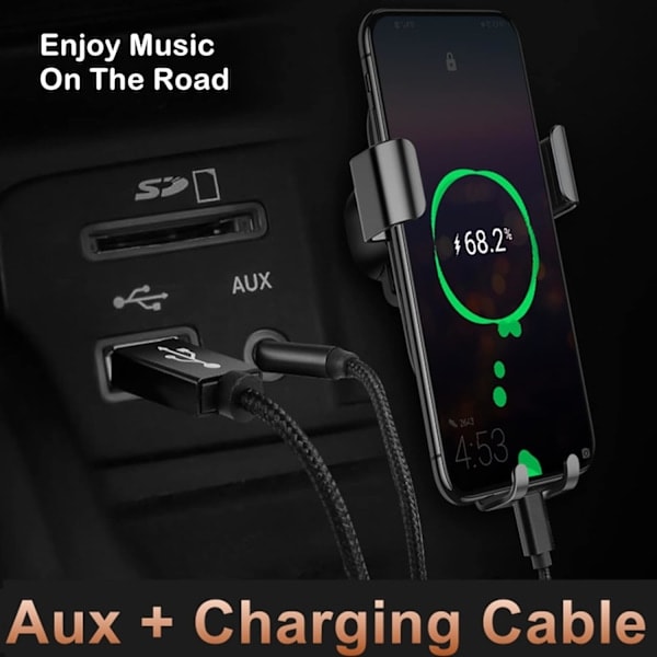 Aux-kabel för iPhone i bil, flätad nylon, 3,5 mm jack ljud Aux 2-i-1 USB snabbladdare Lightning-kabel för iPhone 14 13 12 11