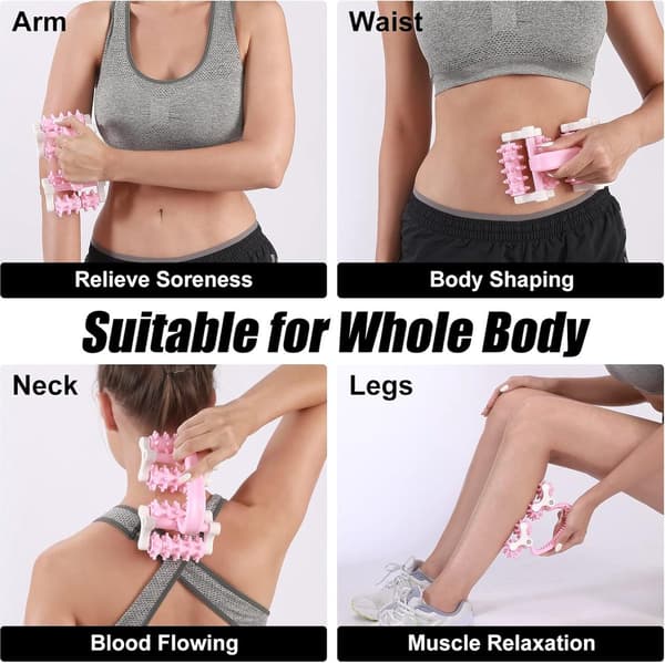 Massageutrustning - Ben fascia roller - Muskelroller - Rosa