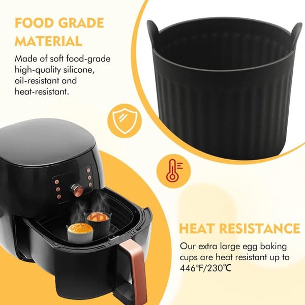 4-Styk Pakke - Airfryer Bageforme - Silikoneforme - 4 Farver - Størrelse: 6,6 cm