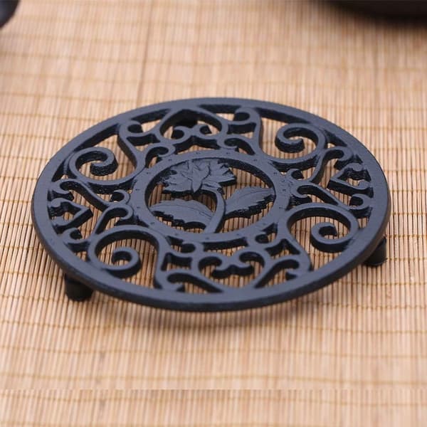 Støbejerns coaster, holdbar, sort, 13,5 cm