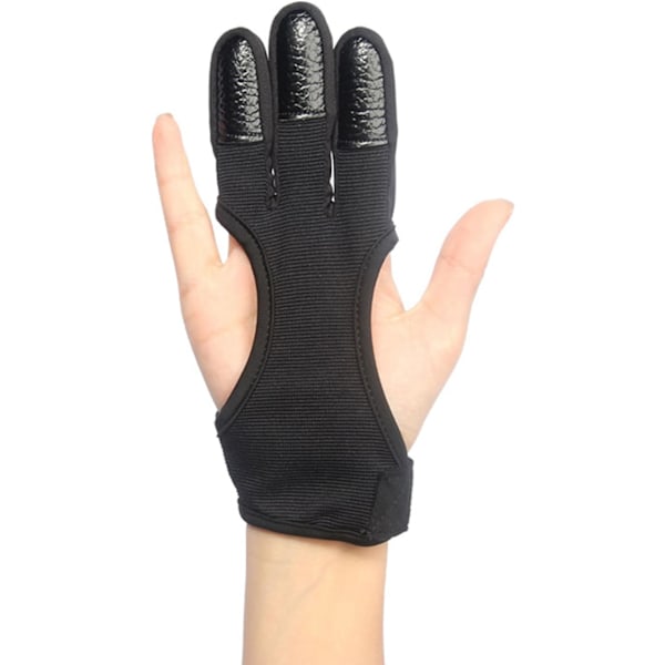 1-pack 3-fingers Skyttehandskar, Justerbara Unisex Fingerskydd för Skytte, Svart, Storlek L