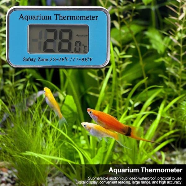 ING Akvarium Termometer - Vattentät Termometer - Akvarium Termometer med Sugkopp - Termometer med LED-Display - Batterier Ingår