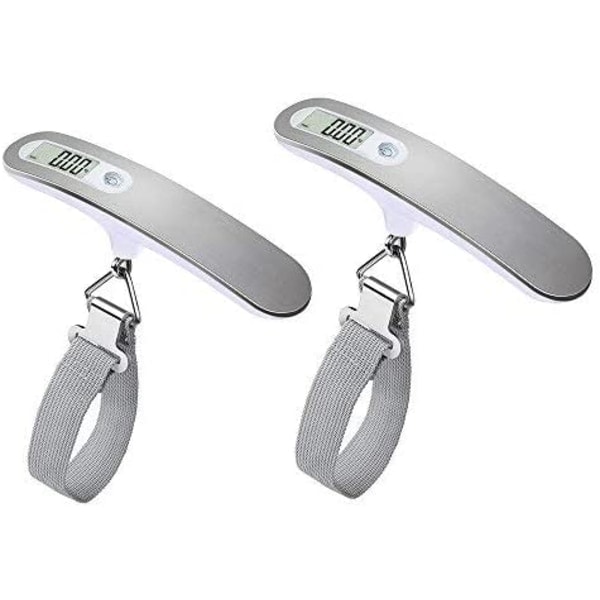 2X Suitcases/Luggage Scale/High Precision Electronic Digital Scale for Suitcase Luggage 110Lb 50KG Capacity, Heavy Duty Hanging, Silver