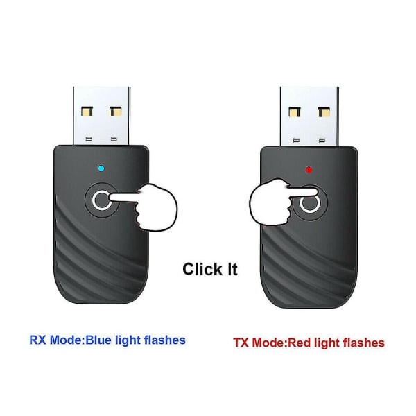 Trådløs USB Bluetooth 5.0 Lydtransmitter Modtager 3-i-1 Adapter Til PC TV Bil