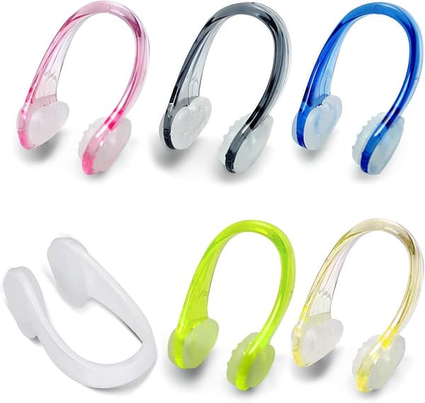 Simklämmor för simning, 6-pack, halkfria simklämmor, transparenta simklämmor, ergonomiska simklämmor för barn