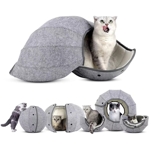 Hopfällbar andningsbar husdjurssäng katt kennel grotta tunnel semi-a