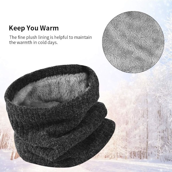 Tummanharmaa Snood-kaulahuivit, fleece-putkimainen tuulenpitävä huivi miehille ja naisille, lämmin ja mukava talviurheiluun, pyöräilyyn ja hiihtoon Gray + black
