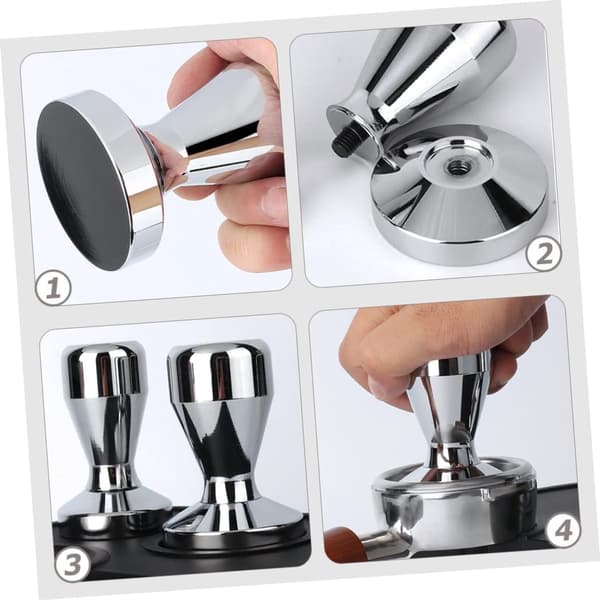 Kaffetamper, espressobønnetamperbase i rustfritt stål, espressotamper (sølv (49 mm))