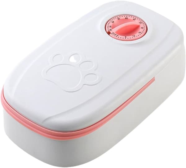 Automatisk foderautomat för katt, 2x350ml måltider, 48h timer, elektrisk tidsinställd öppning för våt- och torrfoder, 24x28,5cm
